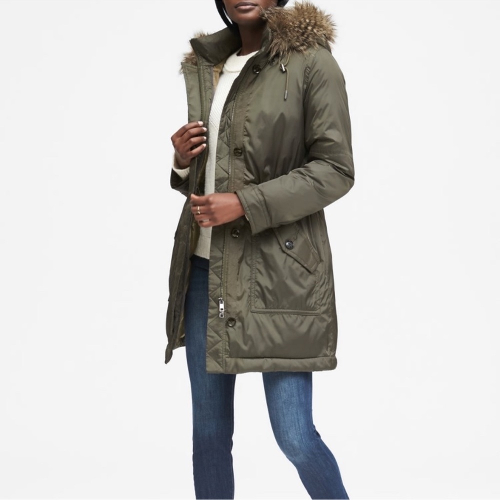 Banana Republic Olive Green Parka Coat